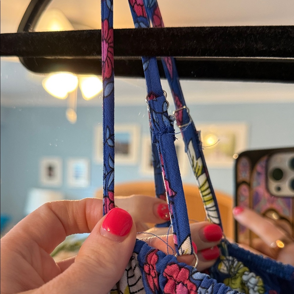 Blue Floral Maxi Dress with Yellow Border - Picture 4 of 6